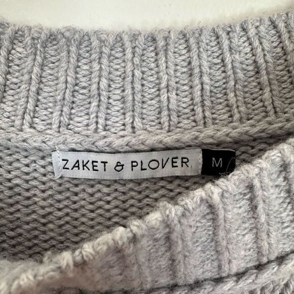 Zaket & Plover Wool Cashmere Blend Color Block Mock Neck Step Hem Neutral Sweate - Picture 7 of 8